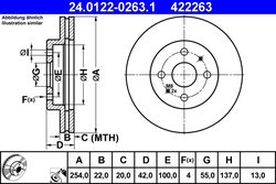 DISC FRANA ATE 24.0122-0263.1 - Compatibil cu DAIHATSU, SUBARU