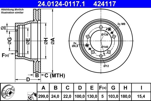 DISC FRANA ATE 24.0124-0117.1 - Compatibil cu PORSCHE