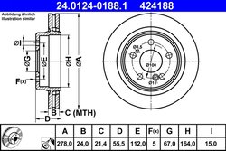 DISC FRANA ATE 24.0124-0188.1 - Compatibil cu MERCEDES-BENZ