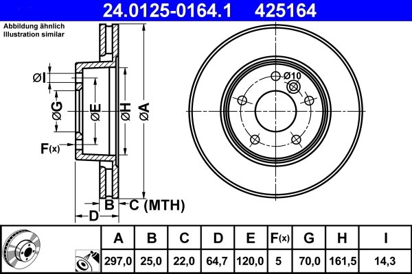 DISC FRANA ATE 24.0125-0164.1 - Compatibil cu LAND ROVER