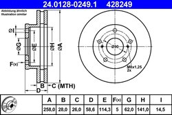 DISC FRANA ATE 24.0128-0249.1 - Compatibil cu TOYOTA