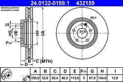 DISC FRANA ATE 24.0132-0159.1 - Compatibil cu CHRYSLER, MERCEDES-BENZ