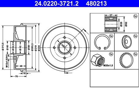 TAMBUR FRANA ATE 24.0220-3721.2 - Compatibil cu DACIA, RENAULT