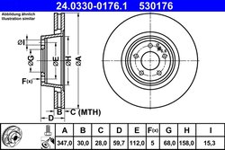 DISC FRANA ATE 24.0330-0176.1 - Compatibil cu AUDI