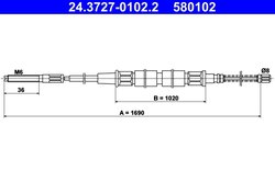 CABLU FRANA DE MANA ATE 24.3727-0102.2 - Compatibil cu VW