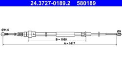 CABLU FRANA DE MANA ATE 24.3727-0189.2 - Compatibil cu AUDI