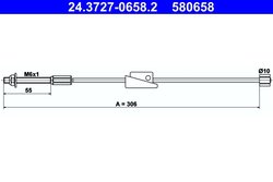 CABLU FRANA DE MANA ATE 24.3727-0658.2 - Compatibil cu FORD, MAZDA