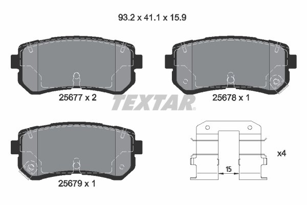 SET PLACUTE FRANA TEXTAR 2567701 - Compatibil cu HYUNDAI, KIA, KIA (DYK)