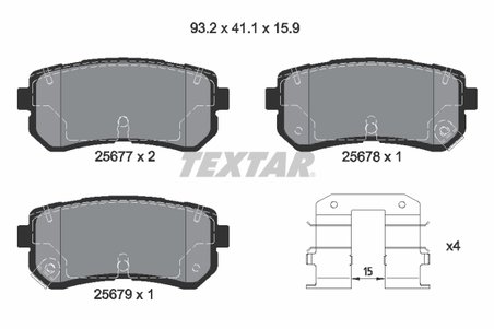 SET PLACUTE FRANA TEXTAR 2567701 - Compatibil cu HYUNDAI, KIA, KIA (DYK)