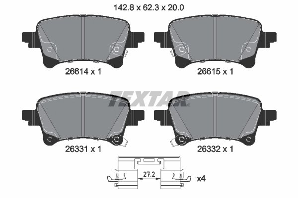 SET PLACUTE FRANA TEXTAR 2661401 - Compatibil cu JEEP
