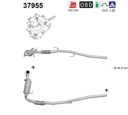 CATALIZATOR AS 37955 - Compatibil cu AUDI, SEAT, SKODA, VW