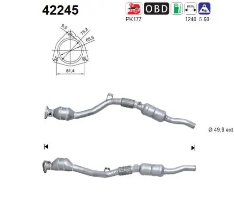 CATALIZATOR AS 42245 - Compatibil cu AUDI, SKODA, VW