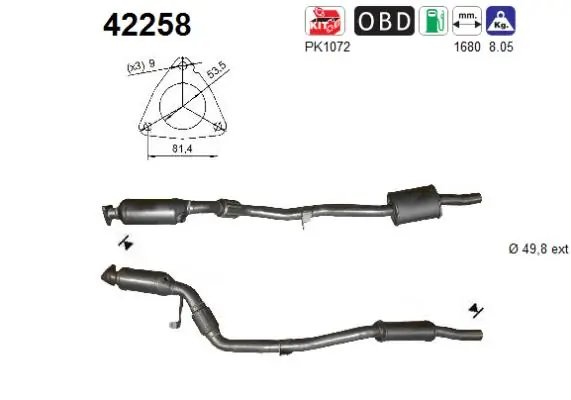CATALIZATOR AS 42258 - Compatibil cu AUDI