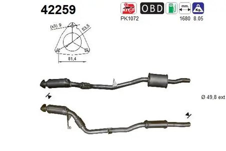 CATALIZATOR AS 42259 - Compatibil cu AUDI