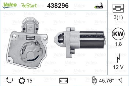 ELECTROMOTOR VALEO 438296 - Compatibil cu CITROEN, CITROEN (DF-PSA), DS, DS (CAPSA), FENGSHEN, PEUGEOT, PEUGEOT (DF-PSA)