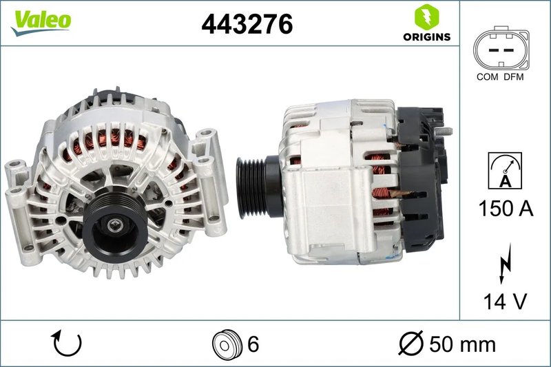 ALTERNATOR VALEO 443276 - Compatibil cu MERCEDES-BENZ, MERCEDES-BENZ (BBDC), MERCEDES-BENZ (FJDA)