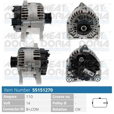 ALTERNATOR MEAT & DORIA 55151270 - Compatibil cu RENAULT