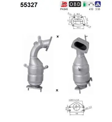 CATALIZATOR AS 55327 - Compatibil cu ABARTH, ALFA ROMEO, CHRYSLER, FIAT, LANCIA
