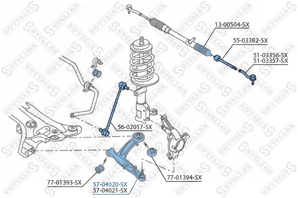 BRAT SUSPENSIE STELLOX 57-04020-SX - Compatibil cu ABARTH, FIAT, FORD