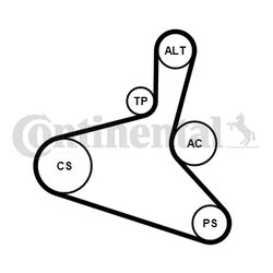 SET CUREA TRANSMISIE CU CANELURI CONTINENTAL 6DPK1195K1 - Compatibil cu AUDI, SEAT, SKODA, VW