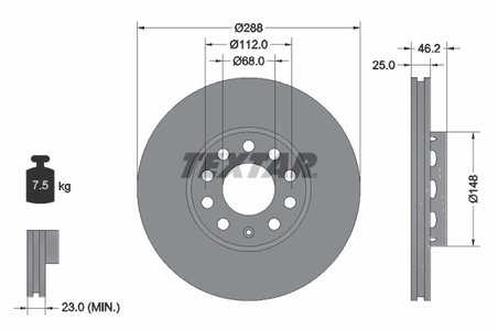 DISC FRANA TEXTAR 92057605 - Compatibil cu AUDI, AUDI (FAW), HONGQI, SEAT, VW, VW (SVW)