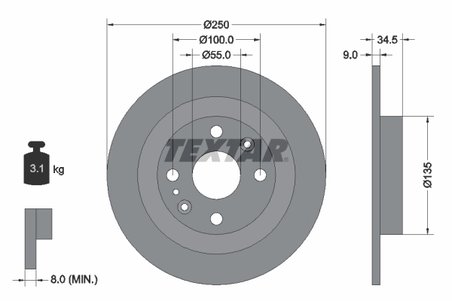 DISC FRANA TEXTAR 92061700 - Compatibil cu EUNOS, FORD ASIA & OCEANIA, FORD AUSTRALIA, FORD USA, MAZDA