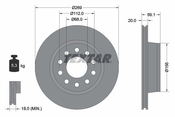 DISC FRANA TEXTAR 92068400 - Compatibil cu AUDI