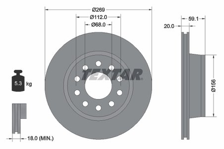 DISC FRANA TEXTAR 92068400 - Compatibil cu AUDI