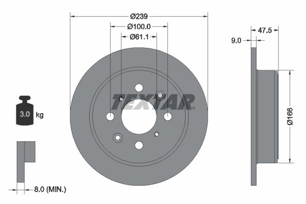 DISC FRANA TEXTAR 92077903 - Compatibil cu ACURA, HONDA