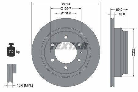 DISC FRANA TEXTAR 92091600 - Compatibil cu ACURA, CHEVROLET, HOLDEN, HONDA, ISUZU, OPEL, VAUXHALL