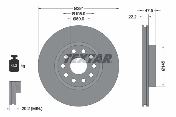 DISC FRANA TEXTAR 92093800 - Compatibil cu LANCIA