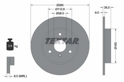 DISC FRANA TEXTAR 92097603 - Compatibil cu KIA, SMART