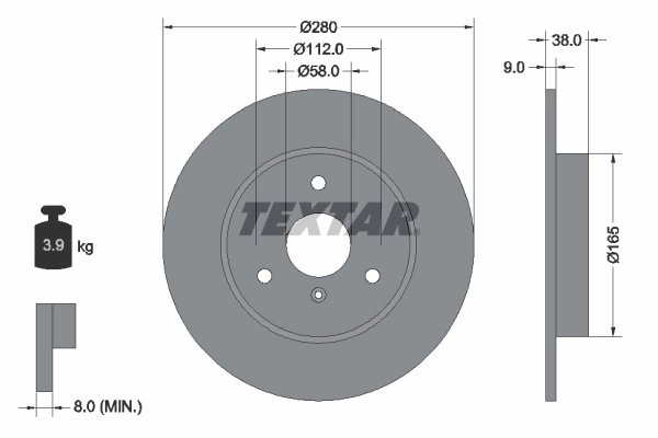 DISC FRANA TEXTAR 92097603 - Compatibil cu KIA, SMART
