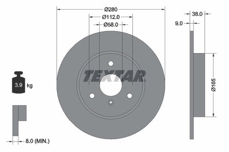 DISC FRANA TEXTAR 92097603 - Compatibil cu KIA, SMART