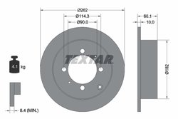 DISC FRANA TEXTAR 92104000 - Compatibil cu HYUNDAI, KIA, MITSUBISHI, PROTON