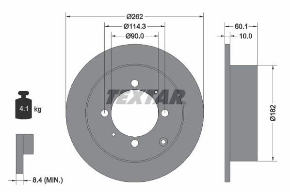 DISC FRANA TEXTAR 92104000 - Compatibil cu HYUNDAI, KIA, MITSUBISHI, PROTON