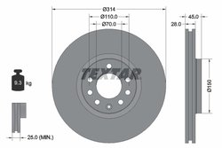 DISC FRANA TEXTAR 92118803 - Compatibil cu CADILLAC, CHEVROLET, HOLDEN, OPEL, SAAB, VAUXHALL