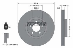 DISC FRANA TEXTAR 92126603 - Compatibil cu VOLVO, VOLVO ASIA