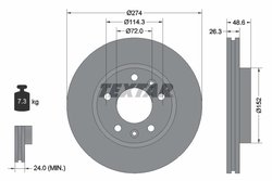 DISC FRANA TEXTAR 92146900 - Compatibil cu KIA, NAZA