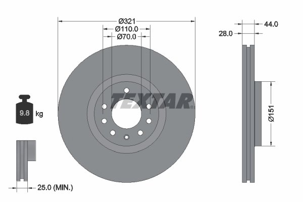 DISC FRANA TEXTAR 92149803 - Compatibil cu HSV, OPEL, VAUXHALL