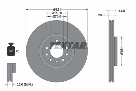DISC FRANA TEXTAR 92149803 - Compatibil cu HSV, OPEL, VAUXHALL