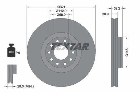 DISC FRANA TEXTAR 92154703 - Compatibil cu AUDI