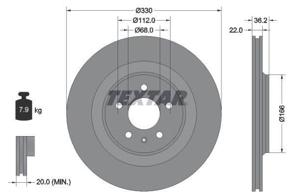 DISC FRANA TEXTAR 92160303 - Compatibil cu AUDI