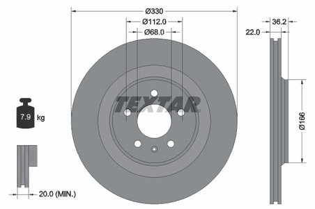 DISC FRANA TEXTAR 92160303 - Compatibil cu AUDI