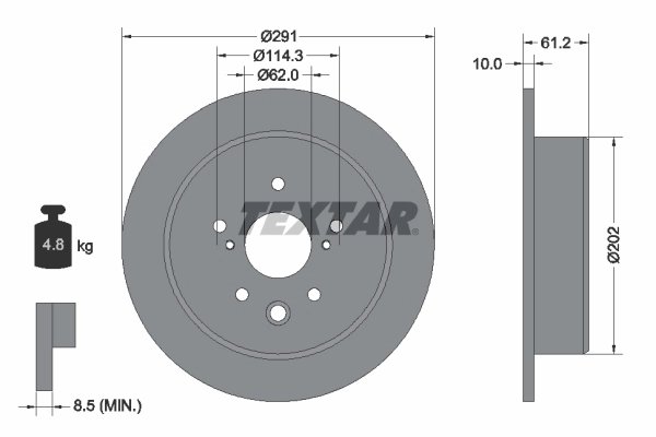 DISC FRANA TEXTAR 92179803 - Compatibil cu LEXUS, TOYOTA, TOYOTA (FAW)