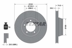 DISC FRANA TEXTAR 92218905 - Compatibil cu PORSCHE