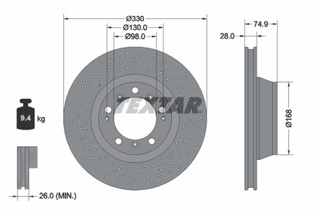 DISC FRANA TEXTAR 92218905 - Compatibil cu PORSCHE
