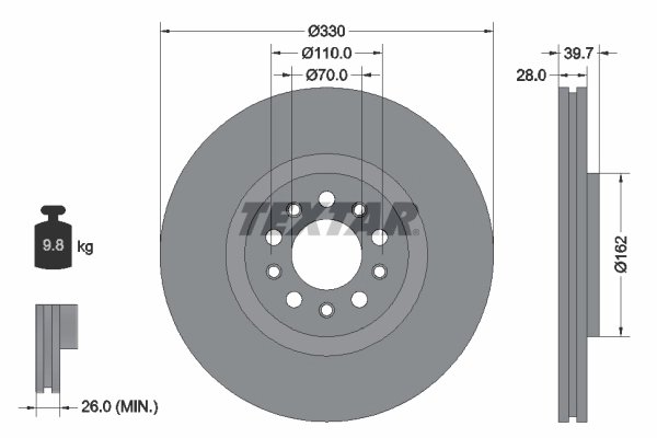 DISC FRANA TEXTAR 92220903 - Compatibil cu ALFA ROMEO, JEEP