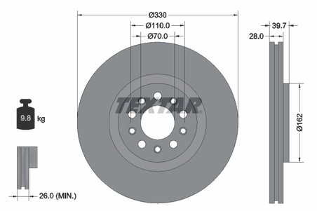 DISC FRANA TEXTAR 92220903 - Compatibil cu ALFA ROMEO, JEEP