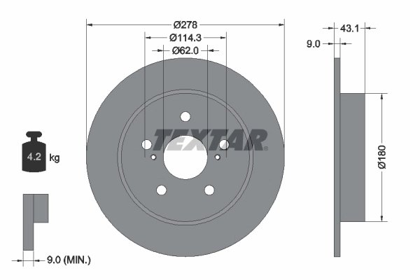 DISC FRANA TEXTAR 92222300 - Compatibil cu FIAT, SUZUKI